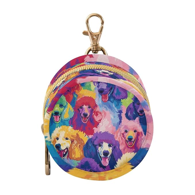 Pacifier Holder with Clip Pacifier Case for Diaper Bag Round Baby Pacifier Pouch Box Bag Portable Vibrant and Colorful Poodle