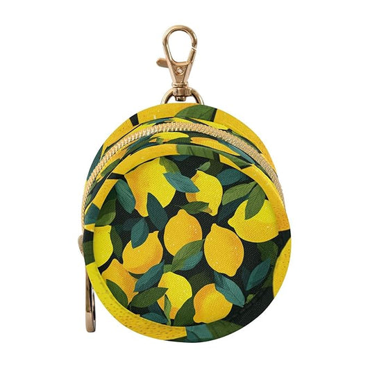Pacifier Holder with Clip Pacifier Case for Diaper Bag Round Baby Pacifier Pouch Box Bag Portable Yellow Lemons Black
