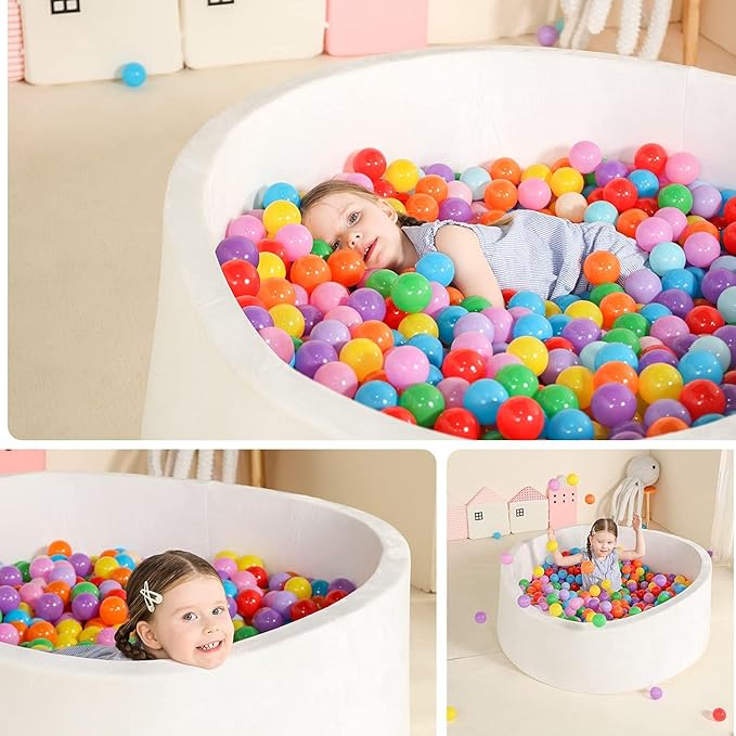 TRENDBOX Extra Large Foam Ball Pit for Toddlers, 47x14 inch Soft Baby Ball Pit with Washable Velvet Cover (Balls not Included)-White