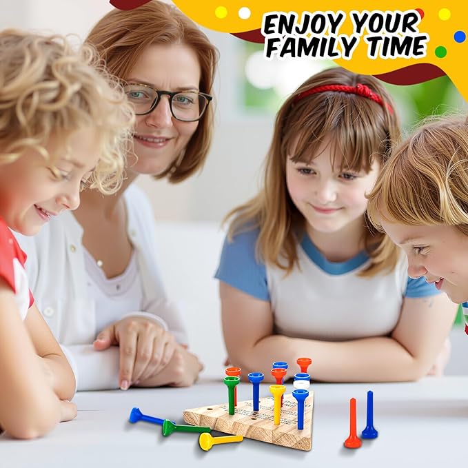 Zhanmai 50 Sets Wooden Triangle Peg, Educational Board, Travel Size, Operation Christmas Learning Puzzles (Multi-Color Peg)