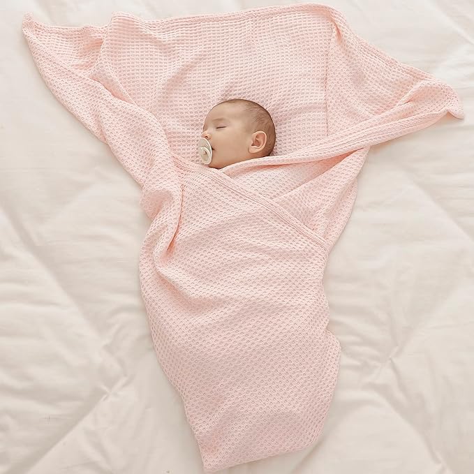 36??X 40??Inches Cooling Baby Waffle Weave Blanket, Ultra-Soft Lightweight Receiving Blanket for Newborn, Breathable Comfortable Baby Swaddle Blanket for Boys and Girls(Lemonade)