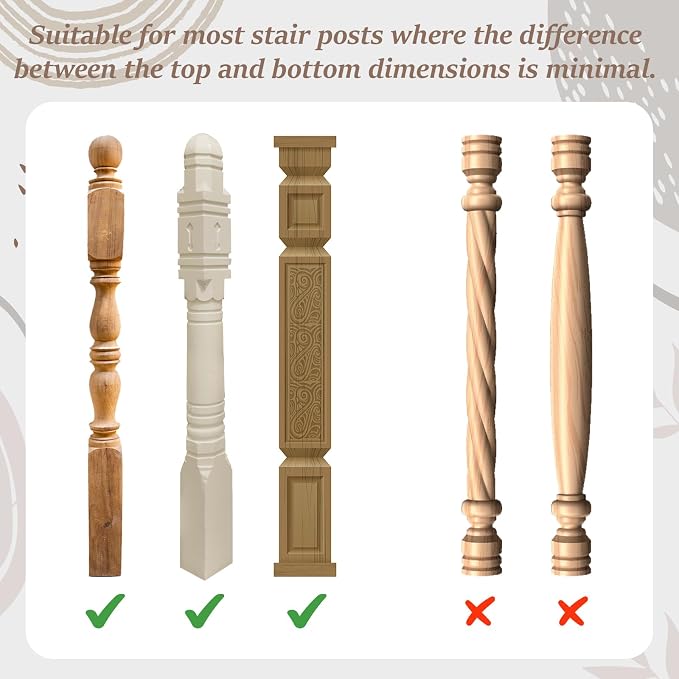 2 Sets No Hole Baby Gate Banister Adapter, Wood Mounting Kit for Stairway, Fits Posts from 2 3/4 inches to 3 1/2 inches Wide with Square or Round Tops up to 33" Tall