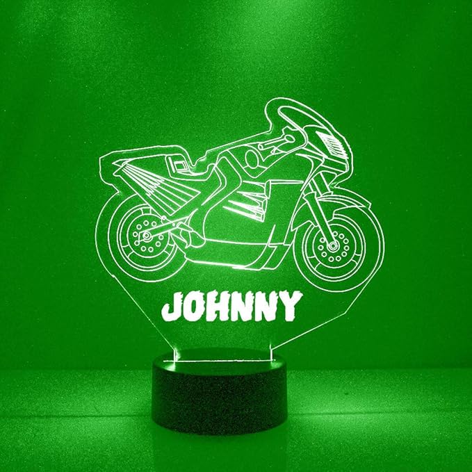 Ninja Bike & Motorcycle Custom LED Sign Night Light Lamp with Remote - Personalized Name or Image Display, Clear Acrylic Light Up Home Decor, 16 Colors & 4 Modes - Made in The USA