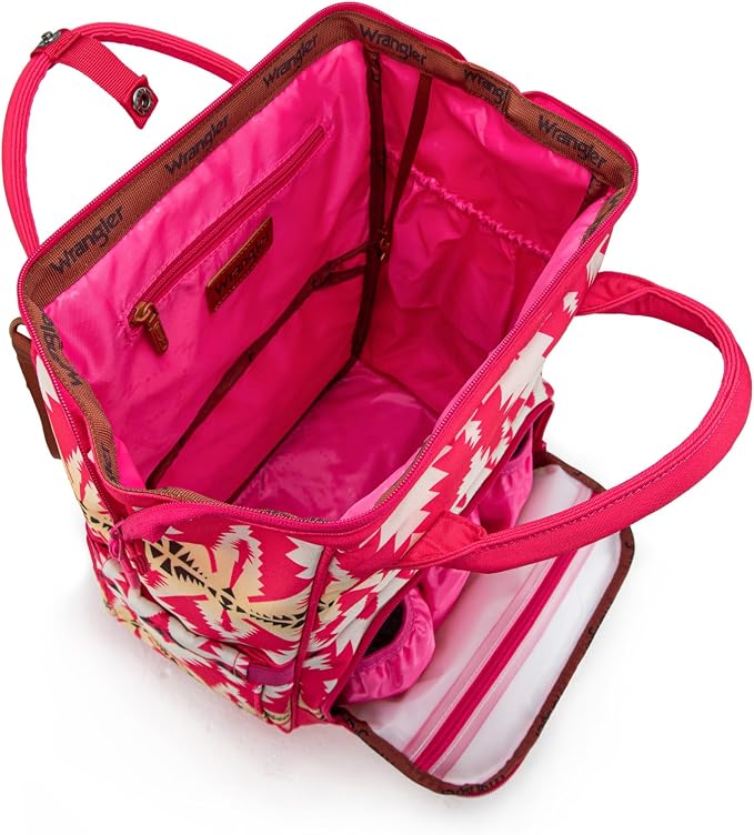 Montana West Wrangler Callie Diaper Bag Backpack with Stroller Straps Western Pattern Multifunction Baby Travel Bag WG2204-91102HPK