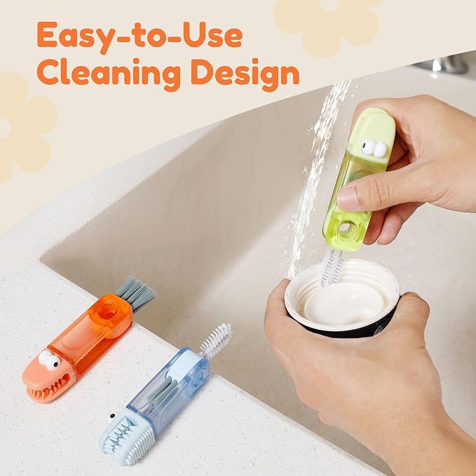 Upgraded 3 in 1 Cup Lid Cleaning Brush, 2026 Multifunctional Lid Cleaner Brush, Portable Crevice Cleaning Brush Set for Baby Bottle Gap Tight Spaces