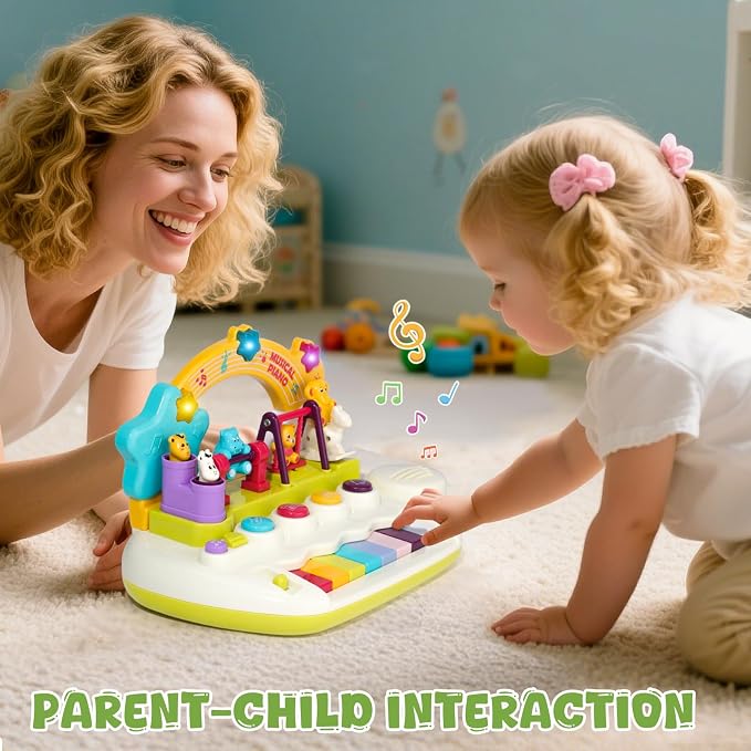 Baby Piano Toys for 1+ Years Old Birthday Gifts Animal Light Up Musical Toy Music Toy Instruments Piano Keyboard Toy for Toddlers Infant Learning Educational Interactive Toys 3+ Months