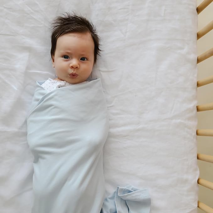 snuggle me Swaddle | Organic Cotton Swaddle Blanket, Soft Stretch, 47 x 47 inches (Bluebell)
