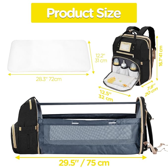 6 in 1 Diaper Bag Backpack with Pad Shower Gifts Travel Bags for Registry Search Boys Girls Bags Newborn Essentials Accessories Stuff Unisex Dad Mom Mens