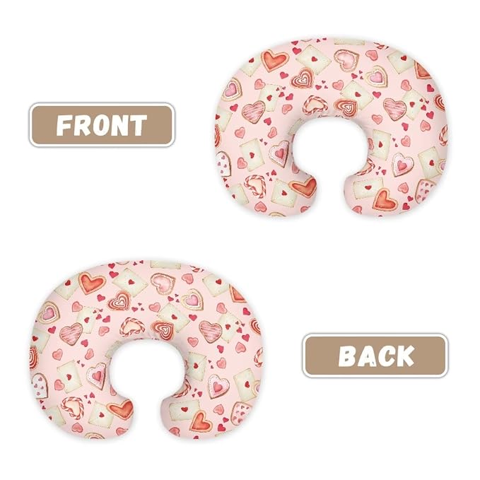 Letter Cookie and Love Heart Nursing Pillow Cover for Baby Boy Girl Breastfeeding Nursing Pillow Slipcovers Super Soft Breathable and Washable