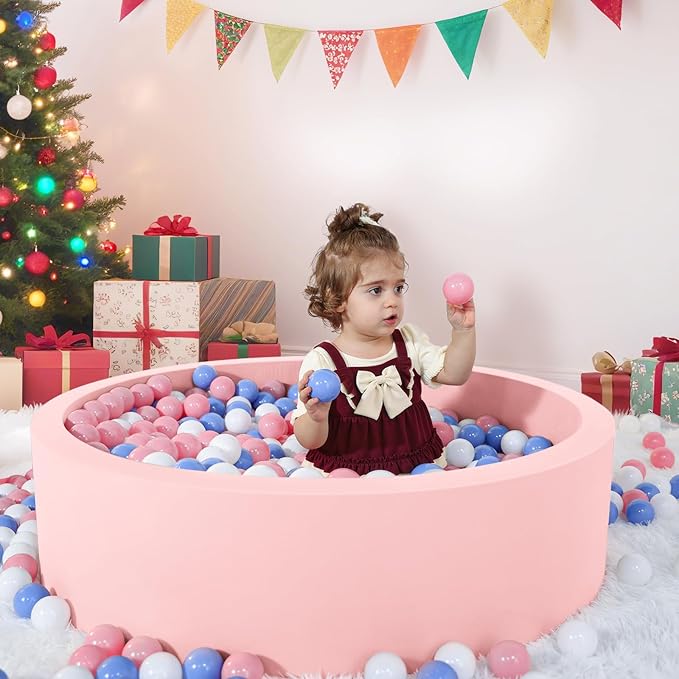 Wilwolfer Foam Ball Pit for Toddlers with 100 Balls, Large Baby Ball Pit for Babies with Soft Memory Sponge, Indoor Outdoor Baby Playpen, Kids Play Ball Pool