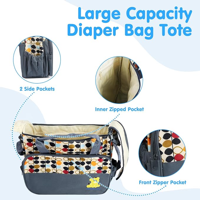 5PCS Baby Nappy Diaper Bags Set Mummy Diaper Shoulder Bags