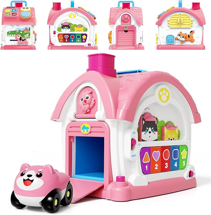 Montessori Toys for 1 Year Old Girl Gift, Musical Learning House with Lights & Sounds, Interactive Musical Toys for Baby Girls 12-18 Months,First 1st Birthday Gifts,Toddler Toy for 1,2,3 Year Old Girl