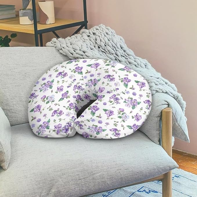 Purple Floral Nursing Pillow Covers for Breastfeeding Comfortable and Breathable Nursing Pillow Cover Pillow Slipcover for Baby Girls Fits Infant Nursing Pillow Case