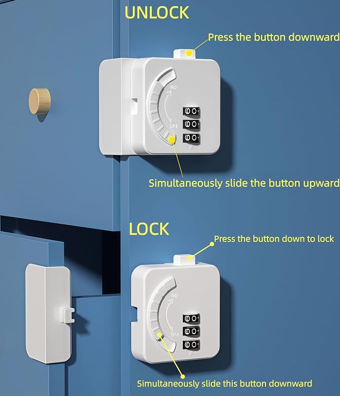 Child Safety Lock,Keyless Combination Lock with Adhesive Backing,for Wardrobe Drawers and Right-Angle Surfaces to Prevent Pinching (1 Pack, Right-Angle Style)