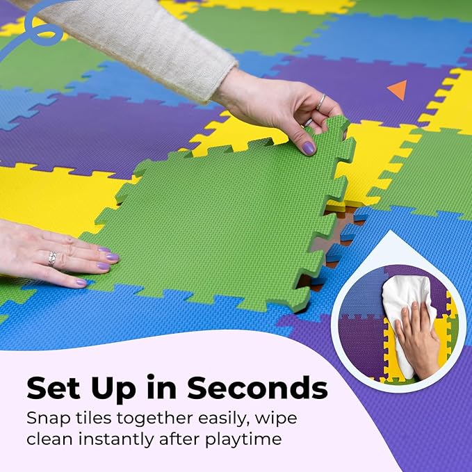 MioTetto Baby Play Mat, Comfortable Playtime Mat ??Portable Foam Floor Tiles, Safe Baby mat for Floor for Crawling & Development, Soft Play mat for Babies, Stylish Interlocking Foam Tiles