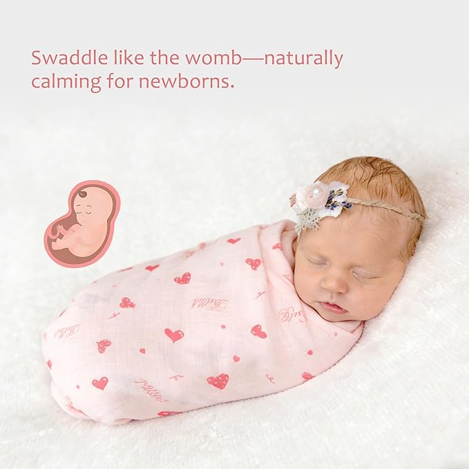 Muslin Swaddle Blankets for Newborn, Large 47"x47" Soft Breathable Bamboo Cotton Baby Blanket, Lightweight Receiving Blanket for Boys and Girls, Soft Ballet