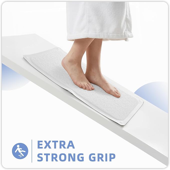 Upgraded Anti Slip Shower Mat for Inside Shower,Non Slip Bathtub Mat with Suction Cups,Shower Floor Mat,Scrubber Mats,Easy to Clean,Quick Dry,Easy Drainage,Loofah Bath Mat for Tub,White,24''x24''