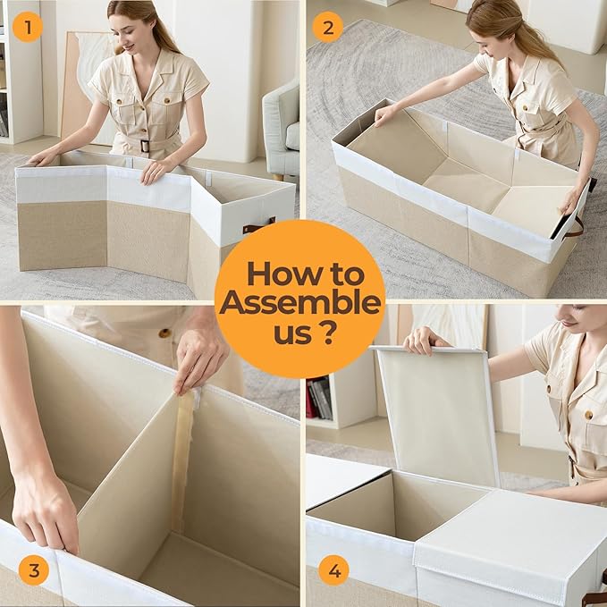 Extra Large Toy Box,150L Foldable Sturdy Toy Storage with Lid,40"x14"x16" Kids Storage Organizer, Toy Chest for Boys&Girls,for Living Room,Nursery,Bedroom,Playroom,Large Capacity Toybox(Beige)