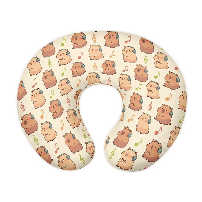 Music Capybara Nursing Pillow Cover for Baby Boy Girl Stretchy Removable Nursing Covers for Breastfeeding Pillows Ultra Soft Newborn Feeding Pillow Cover Stain Resistant