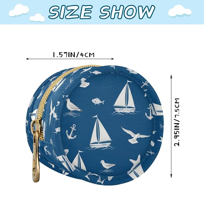 Sailboat Seagull Blue Print Pacifier Holder Case for Diaper Bag Portable Travel Pacifier Storage Case with Clip Pacifier Case Bag for Purse Outdoor Baby Boys Girls