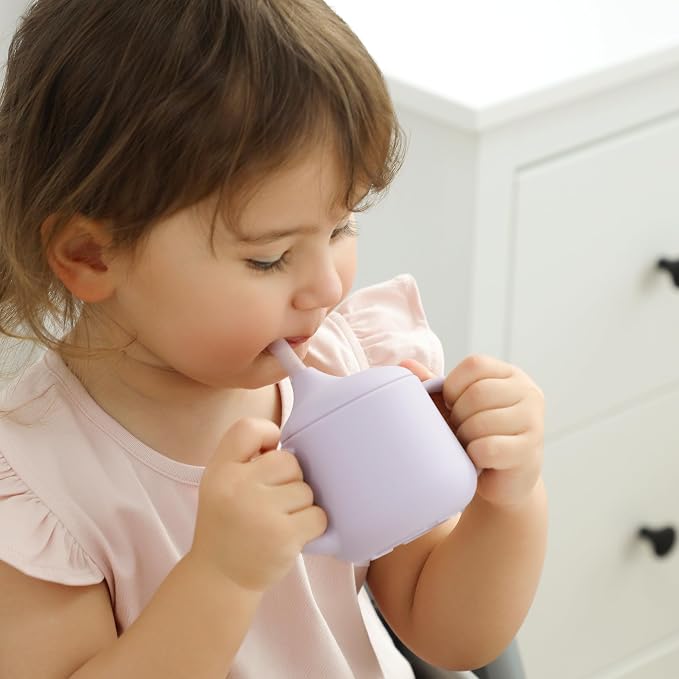 Moonkie Silicone Baby Sippy Cups 2-Pack | 3-Stage Training Cup for Infants & Toddlers | 4oz + Silicone Baby Bibs Set of 3 | BPA-Free, Waterproof, Adjustable Feeding Bibs for Babies & Toddlers | Perfec