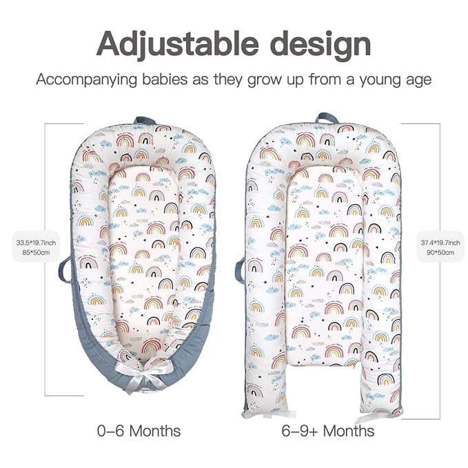 Infant Support Cushion-Breathable and Soft Organic 100% Cotton, Portable Tummy Time Mat with Removable Support Cushionr Cover, Floor Baby Support Cushion for Newborn - Sheep Monkey