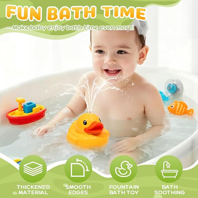 Baby Bath Toy Spraying Duck for 6-12 Month Infant Kids Water Play Sprinkler | Baby bath toy duck for kids & toddlers. Fun water floating design. Great kids' sensory gift.