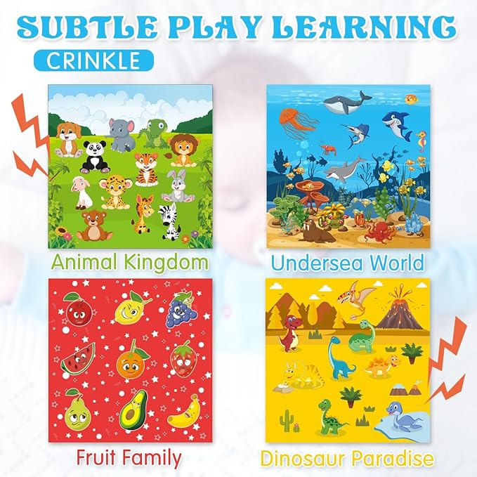 Aiduy Baby Toys 6 to 12 Months - Baby Tissue Box Toys Montessori Toys for Babies 6-12 Months Soft Crinkle Infant Sensory Toys for 1 Year Old Early Learning Toys Baby Boys Girls Gifts