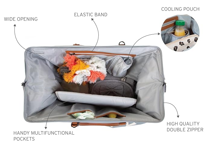 Childhome The Original Mommy Bag – Large Baby Diaper Bag, Mommy Hospital Tote and Travel Tote, Pregnancy Must Haves (Mommy Grey)