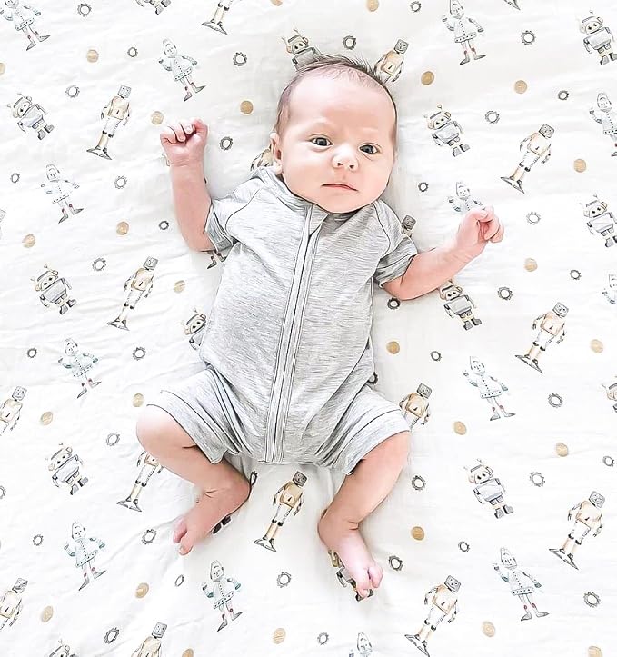 immispace - Ultra Soft Swaddle Blanket | Muslin Blankets for Girls & Boys | Newborns & Infants Gifts | 30% Organic Cotton + 70% Rayon | Large 47" x 47" | Machine Washable (Robot)