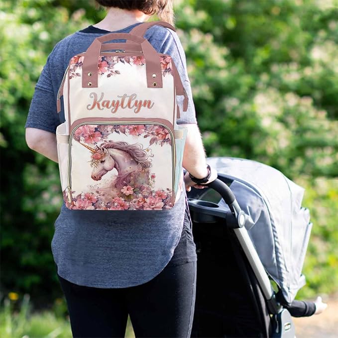 MyPupSocks Personalized Animal Elepahnt Butterfly Diaper Bag Backpack with Custom Name - Lovably Yours, Daughter Granddaughter Girls