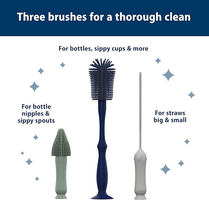 Dr. Brown's Silicone Cleaning Brush Set with Bottle, Spout, and Straw Brush, 3 Brushes to Clean Baby Bottles, Spouts, Nipples, and Straws, BPA Free ??36-Pack