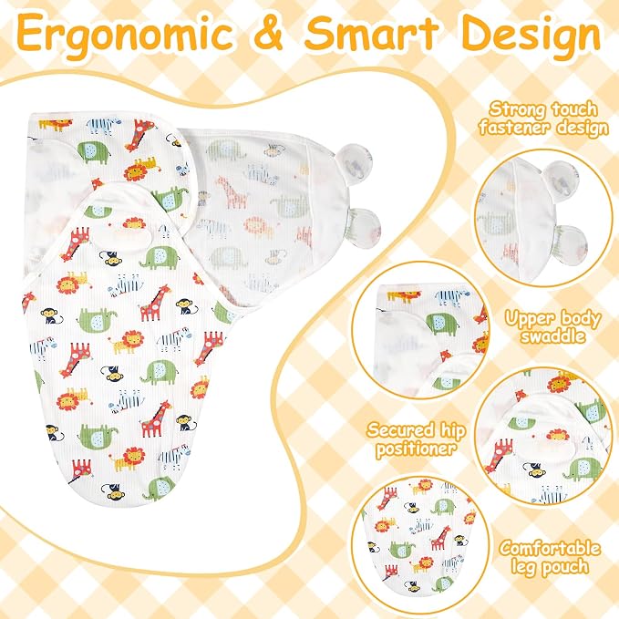 Ramede 6 Pack Swaddle Blanket with Hats for Baby Girl Boy 100% Cotton Swaddles 0-3 Months, Adjustable Breathable Skin Friendly Receiving Blanket Wrap, Essential for Newborns(Rocket,Colorful)