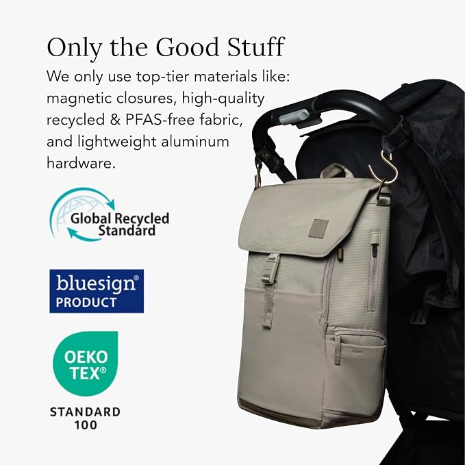 Huhu Diaper Bag Backpack – Large Baby Bag for Moms & Dads – Water-Resistant, Unisex Travel Kit for New Parents – Includes Changing Pad and 2 Organizer Pouches (Daybreak Taupe)