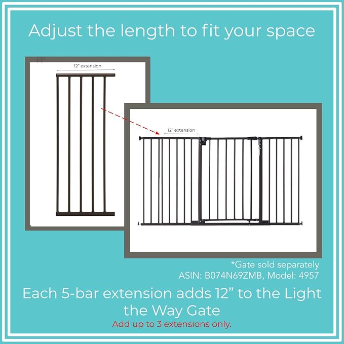 Toddleroo by North States - Light The Way Gate Extension: 12 Inch Baby Gate Extension - Add Up to 3 Extenders - Matte Bronze