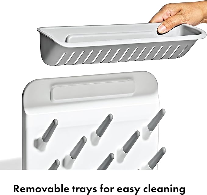 OXO Tot Expandable Drying Rack – Space-Saving Drying Rack | Newborn and Baby Essentials | Breastfeeding Essentials | Dry Baby Bottles | Save Space in Kitchen