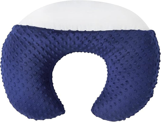 Nursing Pillow and Positioner Breastfeeding and Bottle Feeding, Propping Baby, Tummy Time, Sitting Support for Baby Boys Girls, with Removable dots Cover (Estate Blue)