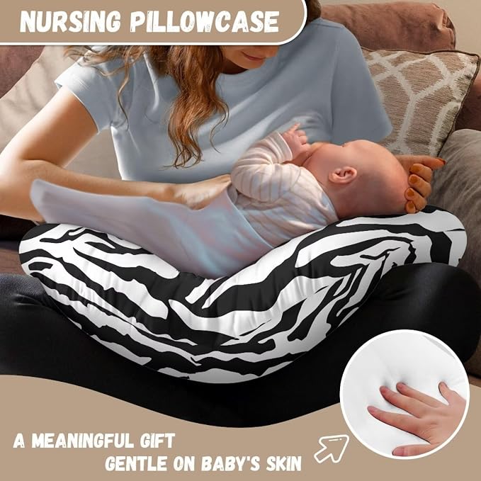 Zebra Stripe Stretchy Nursing Covers for Feeding Pillows Lightweight Comfortable Breast and Bottle Feeding Pillow Covers with Hidden Zipper for Boys & Girls