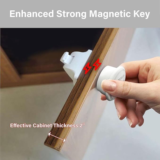 Magnetic Cabinet Locks Key, Extra Magnet(2 Pack), Universal Replacement Keys for Baby Safety Magnetic Drawer Locks or Latch, 2 Key Holders Included