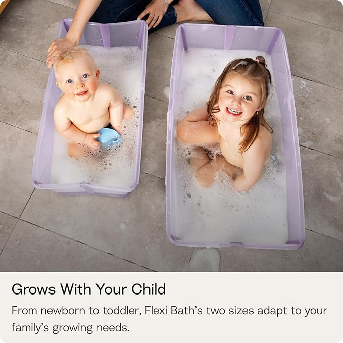 Stokke Flexi Bath X-Large Baby Bathtub, Lavender - 31.5 x 15.7 x 9.4 in - Best for Infants & Toddlers - Lightweight, Foldable & Easy to Store - Convenient to Use at Home or Traveling