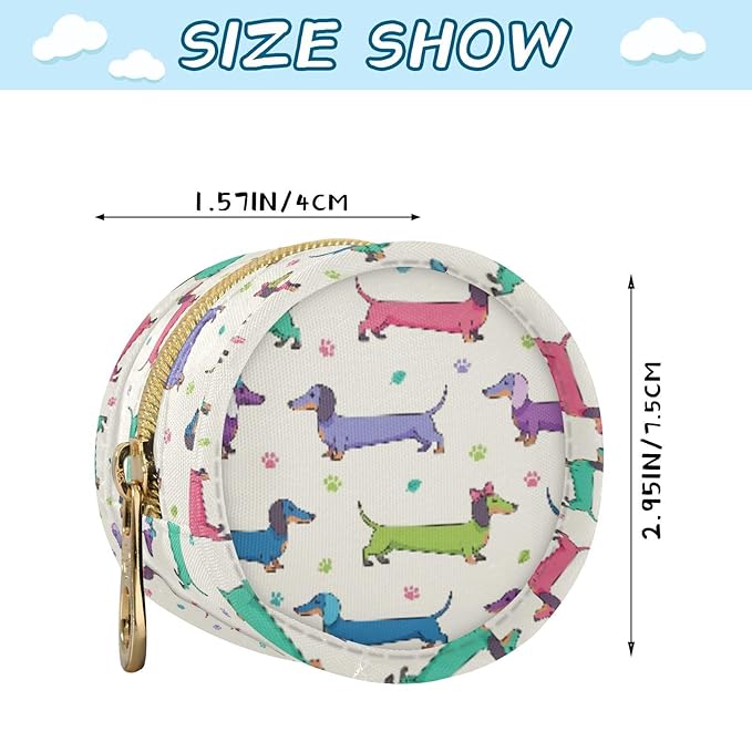 Dachshund Dog White Pattern Pacifier Holder Case with Metal Clip Portable Pacifier Holder Case for Newborn Boys Girls