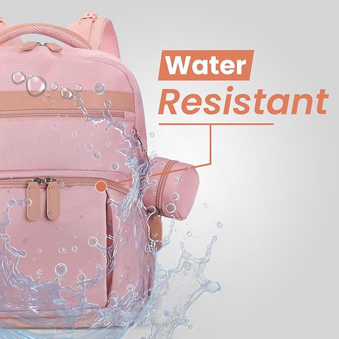Baby Diaper Bag Backpack with Changing Station, 28Liters Capacity Nylon Baby Registry Mom Bags, Travel Friendly Unisex Bag, Essential Bag with Insulated Pockets, Pink