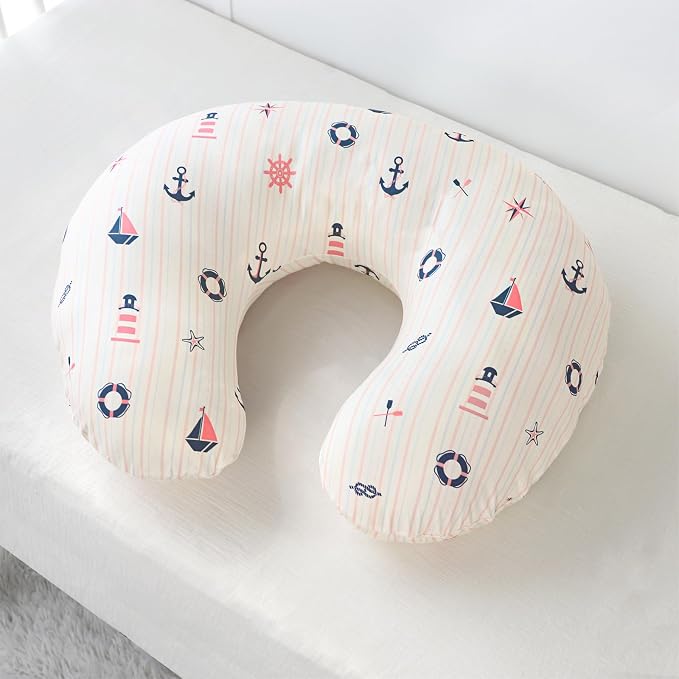 DILIMI Nursing Pillow Cover, Removable Pillowcase for Breastfeeding Pillows Sailboat Print, Ultra Soft Comfortable Slipcover for Baby Girl and Boy, Navigation Anchor