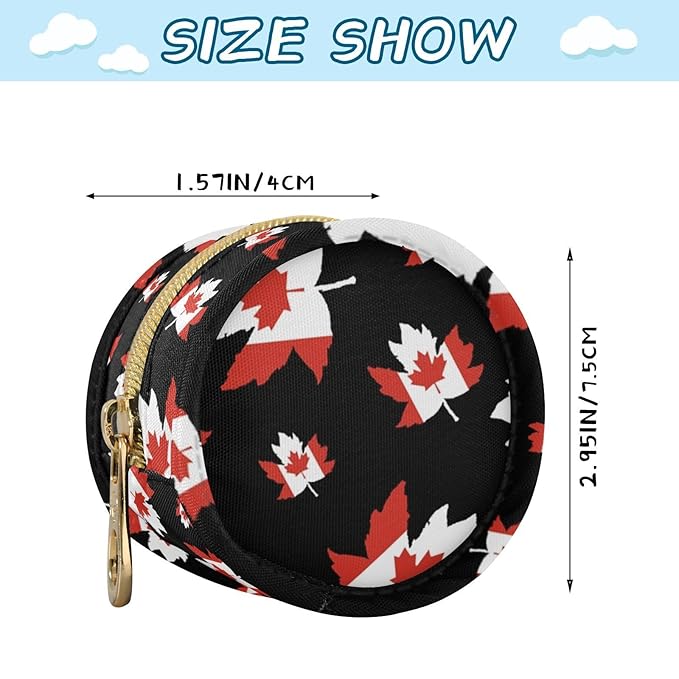 Canada Flag Canadian Maple Leaf Polyester Pacifier Holder Case Portable Container Accommodate Baby Binky Cover Pouch Pacifiers Storage Case with Circular Buckle