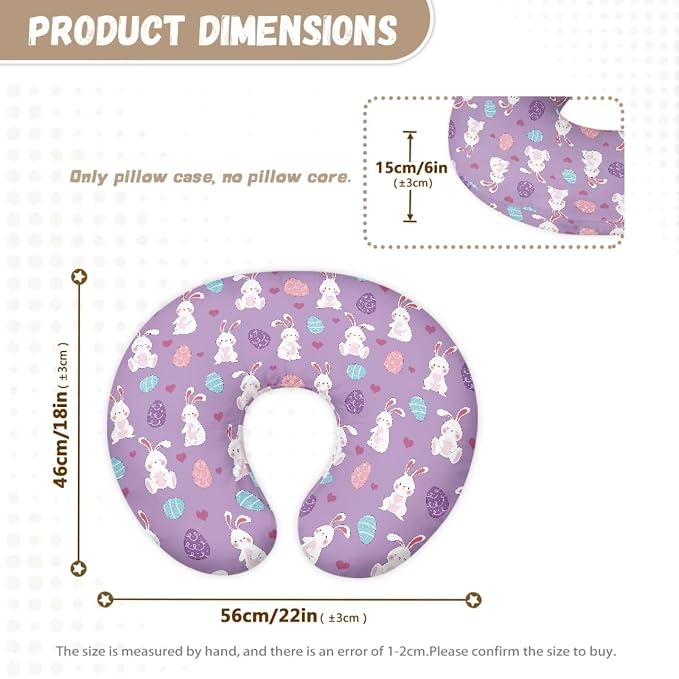 Colorful Turkey Egg Nursing Pillow Cover Girl Nursing Covers for Breastfeeding Slipcover Washable Toddler Pillow Case Cover,Cute Rabbit Print Easter Gift