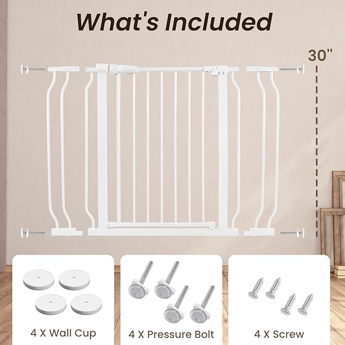 BalanceFrom 29.1-43.3" Easy Walk-Thru Baby and Pet Safety Gate with Hold-Open and Auto-Close ??Adjustable Steel Barrier for Stairs, Doorways, and Hallways, No Drilling Installation