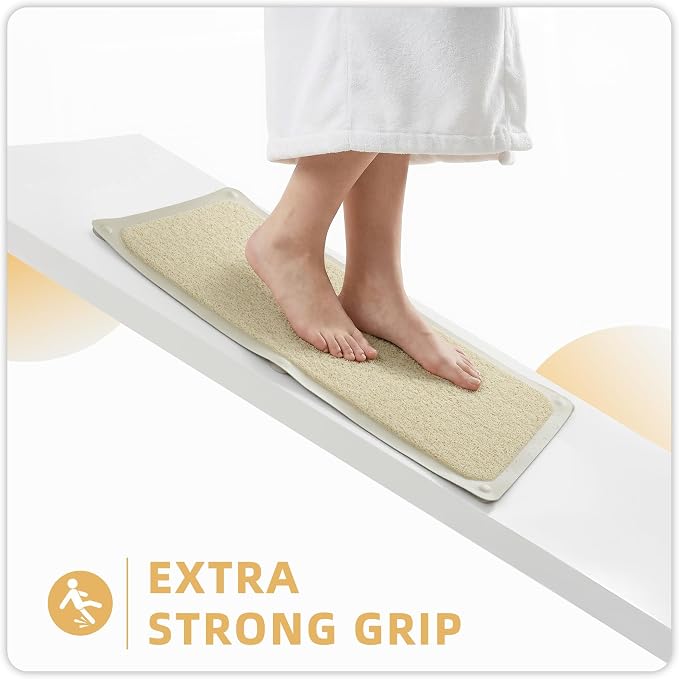 Upgraded Anti Slip Shower Mat for Inside Shower,Non Slip Bathtub Mat with Suction Cups,Shower Floor Mat,Scrubber Mats,Easy to Clean,Quick Dry,Easy Drainage,Loofah Bath Mat for Tub,Beige,24''x24''