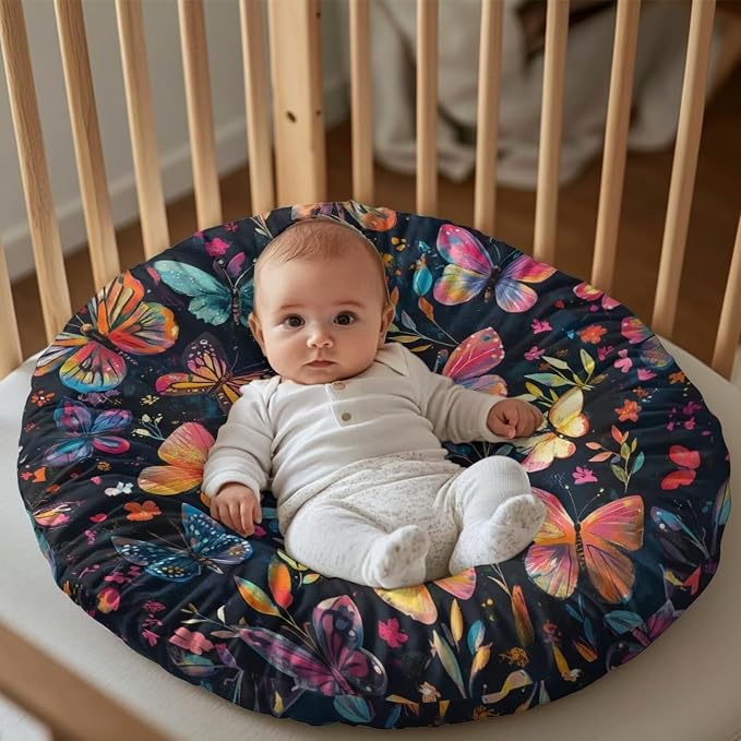 Colorful Butterfly Nursing Pillow Cover Neutral Breastfeeding Pillow Cover Fits 22.6in*24in Nursing Pillow for Baby Boy Girl Neutral Baby Nursing Pillow Cover Feeding Pillow Cover