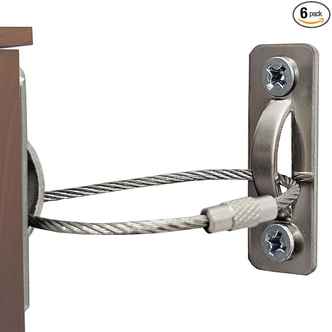 6 Sets Anti Tip Furniture Anchors for Baby Proofing, Earthquake Straps, Furniture Secure to wall Anchors, Childproof and Home Safety, 16in