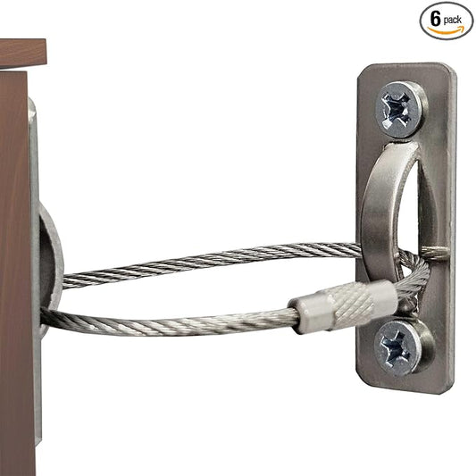 6 Sets Anti Tip Furniture Anchors for Baby Proofing, Earthquake Straps, Furniture Secure to wall Anchors, Childproof and Home Safety, 16in